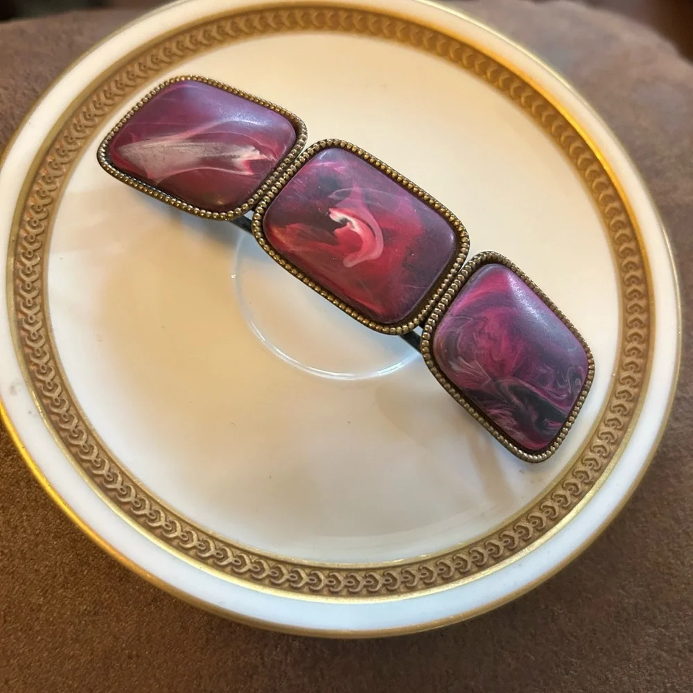 Vintage Marbled Berry Barrette